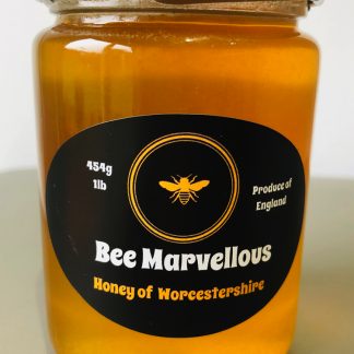 Honey - Natural, Fresh, Raw and Pure English Honey For Sale Online From Bee Marvellous Ltd based in Worcestershire UK Front of Jar