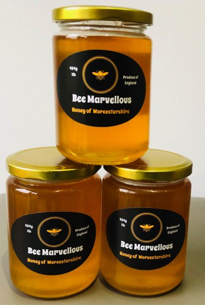Honey - Natural, Fresh, Raw and Pure English Honey From Sale Online From Bee Marvellous Ltd based in Worcestershire UK Three Jars Stacked