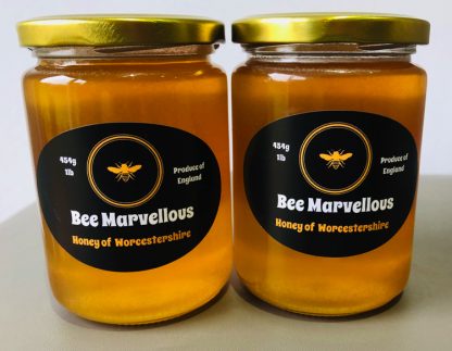 Honey - Natural, Fresh, Raw and Pure English Honey For Sale Online From Bee Marvellous Ltd based in Worcestershire UK Two Jars